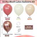 5 x CVPARTON Retro Blush Pink Balloons 55 Packs 12 Inch Dusty Pink Metallic Chrome Rose Gold Nude Ivory White Balloons for Birthday Girls Boho Baby Shower Bridal Shower Wedding Themed Princess Party