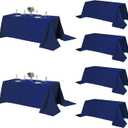 Fokitut 6 Pack Rectangle Tablecloth, 90x132 Inch, Stain Resistant and Wrinkle Polyester Table Cloth, Fabric Table Cover for Kitchen Dining, Wedding, Party, Holiday Dinner-Royal Blue