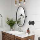 Pivot Oval Mirror 18x28 Inch Black Metal Tilting Wall Mirrors for Bathroom Vanity Living Room | Adjustable Frame & Shatter-Resistant Glass