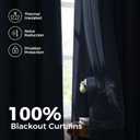 100% Blackout Curtains for Bedroom, Double Layer Navy Blue Curtains, Black Out Curtain 84 inch long With Sheer Overlay for Living Room, Room Darkening Window Drapes with Grommet, 52"W x 84"L