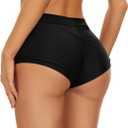 Annbon Ruched Scrunch Butt Bikini Bottoms Mid Rise boy Short Swim Bottoms Bathing Suit Bottoms for Women Full Coverage (Small)