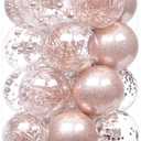Sea Team Shatterproof Clear Plastic Christmas Ball Ornaments Decorative Xmas Balls Baubles Set with Stuffed Delicate Decorations (60mm/2.36''/30-Pack, Rose Gold)