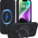 Miracase for iPhone 14 Case with Stand, Compatible with All MagSafe Accessories, Liquid Silicone Case Gel Rubber Shockproof Drop Protection Phone Case for iPhone 14, Black Mag-Stand