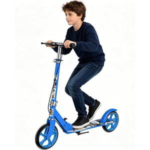 Kick Scooter for Adults Teens Kid Foldable Lightweight Sport Scooters with Hand Brake Adjustable Height Folding, Large Wheels Durable Load 300 LBS