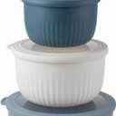 COOK WITH COLOR Prep Bowls with Lids- Wide and Deep Nesting Plastic Small Mixing Bowl Set with Lids, 8 Piece Set - Deep Bowls, Blue/Grey