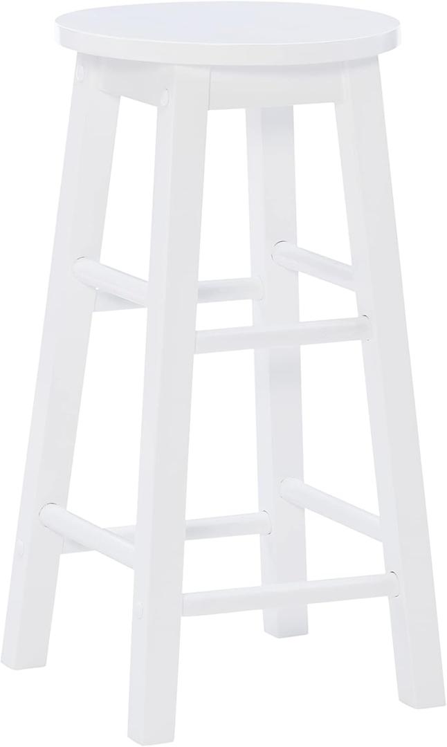 Linon Zeke White 24" Counter Stool with Round Seat