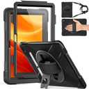 Weuiean Case for 10 13th Generation 10.1" 2023, Military-Grade Heavy-Duty Shockproof Cover with 360 Rotating Stand, Built-in Pencil Holder & Adjustable Hand/Shoulder Strap - Black
