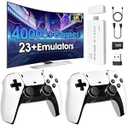 2025New Wireless Retro Game Console,40000+Games and 23 Emulators，Plug and play 4K HD HDMI TV Game Stick，with Dual 2.4G Wireless Controllers(128G) White
