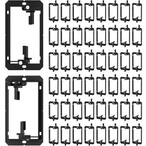 FGB 50 Pack Low Voltage Mounting Bracket, 1 Gang Low Voltage Box Brackets for Single Gang Wall Plate, Telephone Wires, Network Cables, HDMI, Coaxial, Speaker Cables, Black