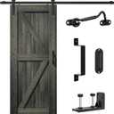 SKYSEN 6FT Sliding barn Door Hardware kit, Barn Door Track, 1/4 Thick Material - Smooth and Quiet- Easy to Install- Black (J Shape-5-s)