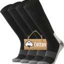 ONKE Knee High Socks Cushioned Moisture Wicking for Mens Over the Calf OTC Steel Toe Western Work Boot Thermal Hiking Hunting (13-15, Black(cotton/4 Pairs))