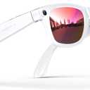 Smart Glasses with Camera, 800w Anti-Shake Camera Glasses, Ai Real-Time Translation, Ai Object Recognition, Voice Assistant, IP67 Sunglasses for Men Women Suitable for Driving and Outdoor Activities (White eyeglass frames/red lenses)