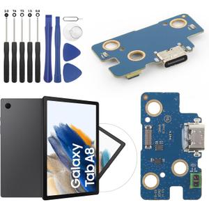 Dock Connector for Samsung Galaxy Tab A8 Charging Port Flex Cable Replacement for Samsung Tab A8 10.5 2021 SM-X200 SM-X205 USB Charger Dock Board Connector with Tools(Black)