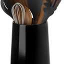 Nucookery 360° Rotating Utensils Holder, 8.2" Extra High Large Ceramic Kitchen Utensil Holder with Countertop-Protection Cork Bottom, Top Gathering Kitchen Decor for Counter (Black)