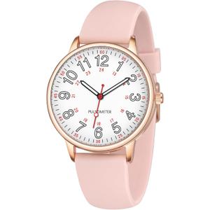 Waterproof Nurse Watch for Medical Professionals,Doctors Nursing Women Men,12/24 Hour Military Time,Analog Watch with Second Hand Nursing Luminouse Easy Read Dial Nurse Watches for Women (Rose Gold)