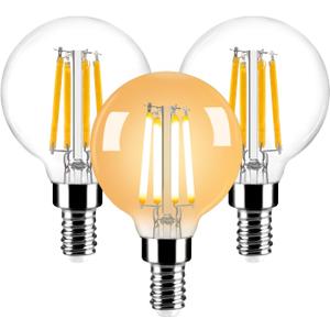 Vinaco G16.5 Candelabra Base Bulbs LED, 3 Pack 600LM G16.5 Light Bulb LED 5W, Equivalent 60W, Warm White 2700K No Flicker G 16.5 Dimmable Bulbs 120V, E12 Base for Chandeliers, Ceiling Fan, Pendant.