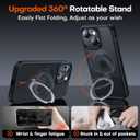 2024 New Upgrade 360 Spin Titanium Magnetic Stand for iPhone 15 Case [16FT Military Grade Shockproof] [Fit for MagSafe] Matte Translucent Slim Kickstand iPhone 15 Phone Cover 6.1'', Black