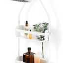 Umbra Flex Hanging Shower Caddy with 2 Shelves, Bathtub Shelf and Bathroom Organizer, White
