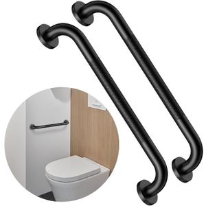 16 Inch Anti Slip Grab Bar for Shower, 2 Pack Munzong Oil Rubbed Black Bathroom Grab Bar, Knurled Handicap Balance Bar,Safety Hand Rail Support Elderly Senior
