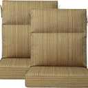 Outdoor Patio Chair Cushions 44x21x3.5 inch, Set of 2 Thicken Comfy Cushions for Rocker Non Slip Fade Shield Water Repellent High Back with Ties, Yellow Stripe