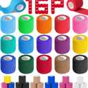 AZEN 16 Pack Self Adhesive Bandage Wrap, 2" X 5 Yards Elastic Cohesive Bandage Wrap, Color Athletic Tape, Vet Wrap, Ankle Tape, Tattoo Grip Tape Wrap