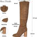 Erocalli Suede Knee-High Boots Fall Boot For Women Chunky Block High Heel Slouch Fashion Boot Round Toe Side Zipper