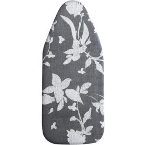 Small Ironing Board Cover Scorch Resistant, Cotton Table top Ironing Board Cover with Padding Heat Reflective Heavy Duty Pad (Grey Floral, 12.5"x32")