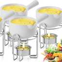 Artestia Butter Warmer for Seafood Set of 4, Ceramic Lobster Butter Warmers with 4 Pieces Tealight Candles for Melting Butter, Chocolate, with Handle, Dishwasher Safe, White