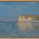 Framed Monet Coastal Wall Art Decor  Impressionist Beach Oil Painting Canvas Prints  Vintage Beachy Landscape Classic Aesthetic Wall Decor for Living Room Bedroom Bathroom  10"x8" (Low Tide)