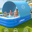 HeySplash Inflatable Pool with Canopy, Large Inflatable Swimming Pool for Adults & Kids, Blow Up Pool Thickened Family Pool for Outdoor Backyard Garden Party Summer Fun, 118" x 69" x 24"(Blue)
