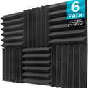 Acoustic Foam Panels 12x12 Inch 6 Pack,, Used For Recording Studio Sound Reduction, Wedge Style Soundproofing Tiles, (2 Inch Thick, Charcoal)