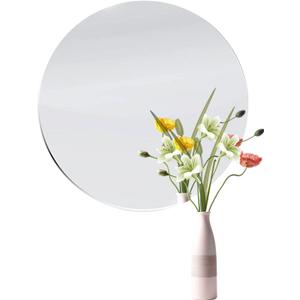 DARENYI 12 inch Glass Round Mirror with Adhesive Tapes, Frameless Wall Mounted Circle Mirror for Wall Door Home Bathroom Bedroom Living Room Decor, 12"L x 0.1"W