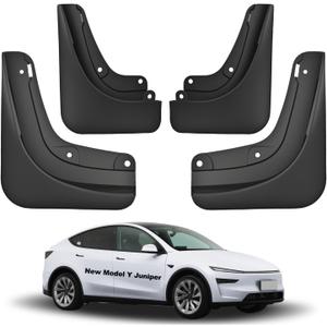 Mud Flaps for 2025 New Tesla Model Y Juniper Accessories No Drilling All-Weather Splash Guards Kits Tire Protector & Vehicle Paint Protection Mud Guard Thicker & Softer Version (Set of 4)