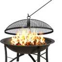 Fire Beauty Fire Pit for Outside Wood Burning,BBQ Grill Steel Fire Bowl with Spark Screen Cover,Log Grate,Poker for Camping Beach Bonfire Picnic Backyard Garden