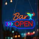 Bar Open Neon Sign, Super Bright 16''x 9'' Dimmable USB Powered LED Open Signs for Business Wall Decor Bar Pub Party, LED Light up Beer Signs