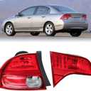 Outer Inner Tail Lights set Compatible with Honda Civic 2006 2007 2008, Left Brake Turn Signal Taillight, Driver Side Taillamp Replacement