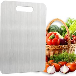 Metal Cutting Boards for Kitchen,304 Stainless Steel Cutting Board Can Be Used on Both Sides,Chopping Board Suitable for Cutting Meat, Fruits and Vegetables(13 * 9 in) (Silver)