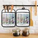 Christian Pot Holders with Pockets, His Mercies are New Every Morning Bible Verse Floral Oven Pot Holders Heat Resistant Oven Mitts Hot Pads for Kitchen Baking Cooking