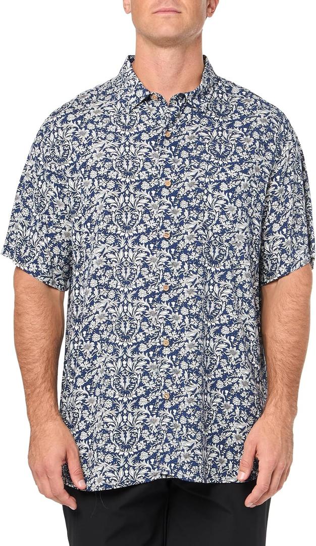 UNIONBAY Men's Rayon Button-up Woven Shirt (Medium, Atlantic)