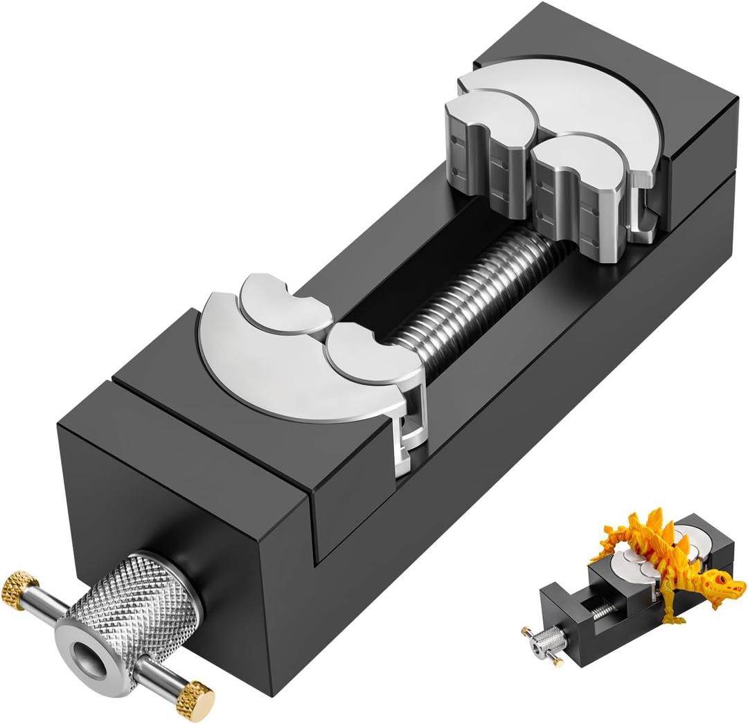 WhiteRhino Mini Vise Clamp,Smart Fractal Vise Drill Press Vise Bench Vise,Heavy Duty Self-Adjusting Aerospace-grade Aluminum Alloy&Precision CNC Machined Crafts,Jewelry Making, Modeling,DIY,Repairs (Black)