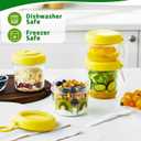 2 x LKTKJDS On the Go Yogurt Parfait Snack Cup 26 oz with Spoon & Lid, 100% Leak Proof Granola Holder for To Go Breakfast Cereal Fruit Overnight Oats Container Reusable, Travel Hiking Camping (yellow Oatmeal Cup)