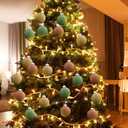 15 Velvet Christmas Ornaments - 3.15 Inch Flocked Balls, Shatterproof Xmas Bulbs - Brown, Green, Beige