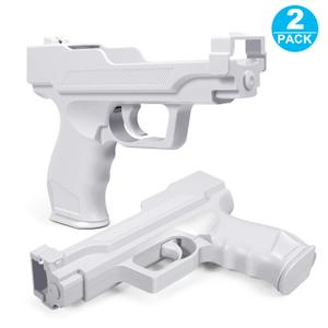 Motion Plus Gun Compatible with Nintendo Wii Controller + Wii Shooting Games (White, Set of 2)