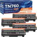 TN760 Toner Cartridge Compatible Replacement for Brother TN760 TN-760 TN730 TN-730 for MFC-L2690DW MFC-L2710DW MFC-L2750DW HL-L2370DW HL-L2395DW DCP-L2550DW HL-L2350DW Printer Toner Cartridges(4 Pack)