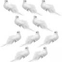 White Feather Doves with Clips - Set of 10 Dove Clip-On Decorations - Weddings Parties Christmas - Crafting Accessories - 4.5" L x 1.5" H x 2" W
