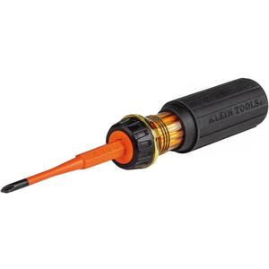 Klein Tools 32286 Insulated Screwdriver, 2-in-1 Screwdriver Set with Flip Blade, #1 Phillips and 3/16-Inch Slotted Tips, Double-Ended Blades