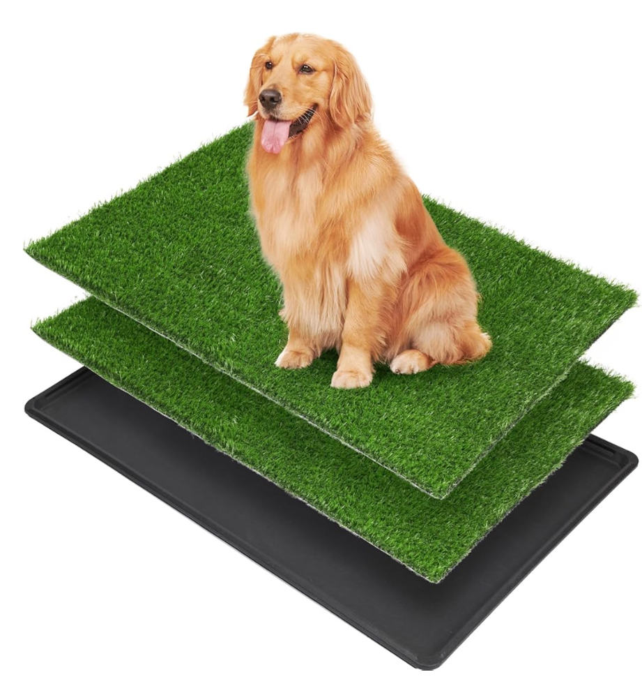 Grass Pad with Tray Large - Dog Litter Box Indoor Potty for Apartment and Patio Training, with 2 Packs Grass Pee Pads for Replacement(Tray Potty 41 * 26.8inch)