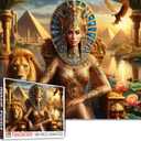 Ancient Egyptain Jigsaw Puzzle 1000 Pieces for Adults Vintage Ethnic Jigsaw for Relaxation Home Decor Challenge Puzzles Gift Women&Lion Game for Family Activity20×27Inch