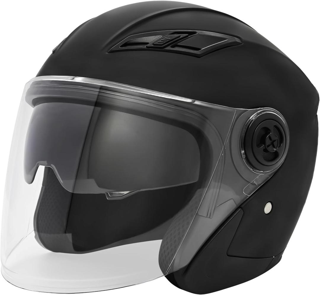 Motorcycle Open Face Helmet Adult 3/4 Half Helmets for Motor-Bike Scooter Biker Men Women DOT Approved, M