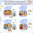 Aimsnk Kids Lunch Box Set -12oz Insulated Food Jar, Thermal Bag,Leakproof Lunch Food Containers Cutlery (BPA Free)-Gift for Girls/Boys Age 3-10(Blue)